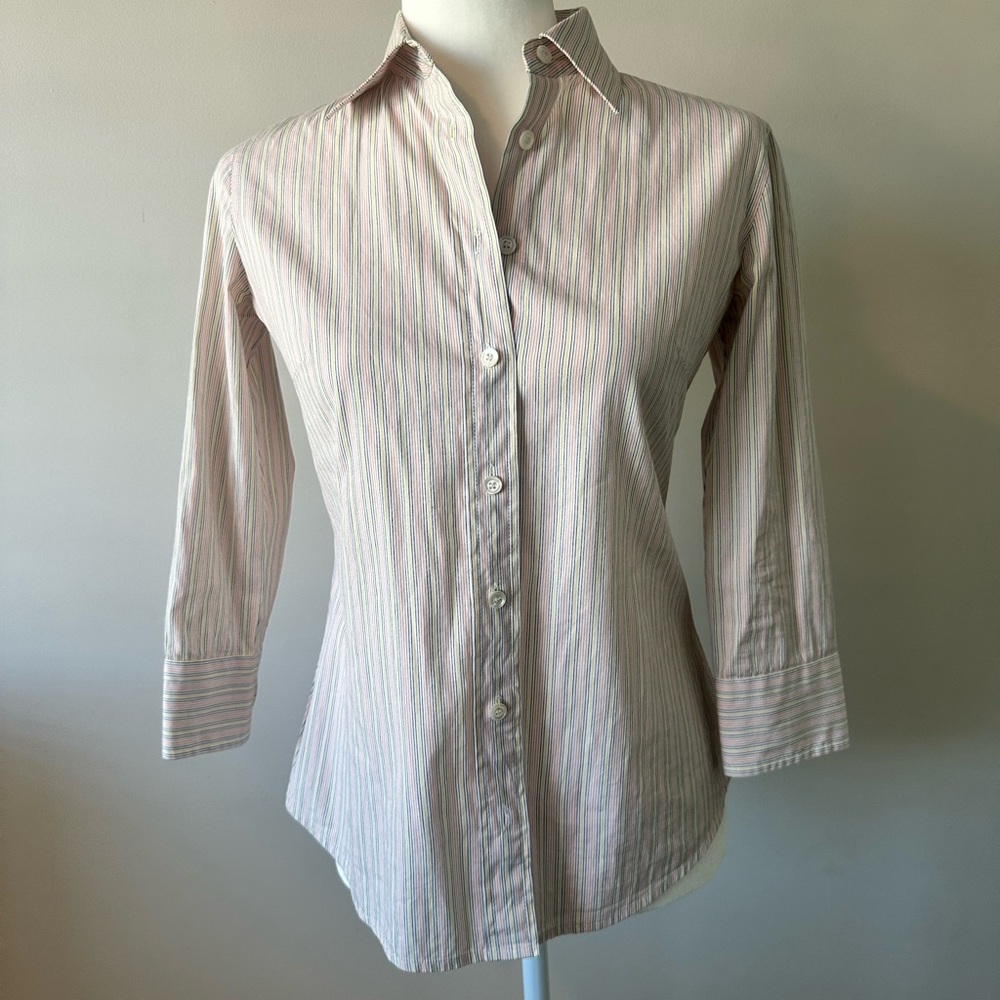 J. Crew Women's Striped Multi Color Button Down Shirt